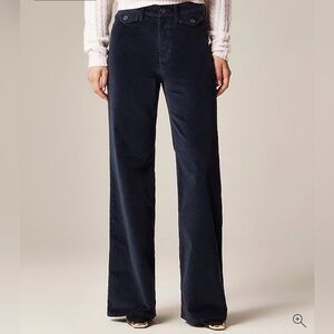 J CREW SIZE 28 Wide-leg trouser in washed velvet In Navy CP818